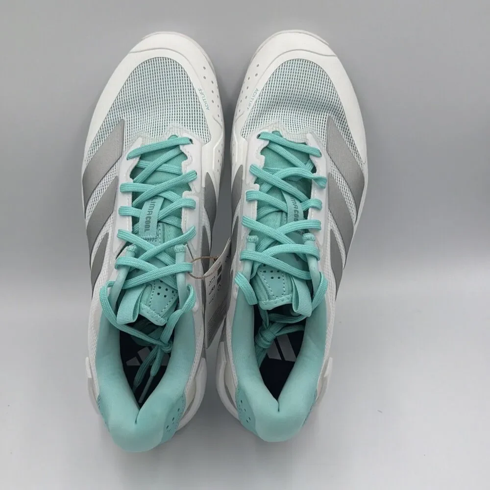 adidas Adizero Ubersonic 5 Tennis  Womens Silver White Sneakers Athletic Size 10